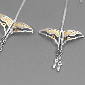 NEW 925 Silver 18k Gold Butterfly Threader Earrings